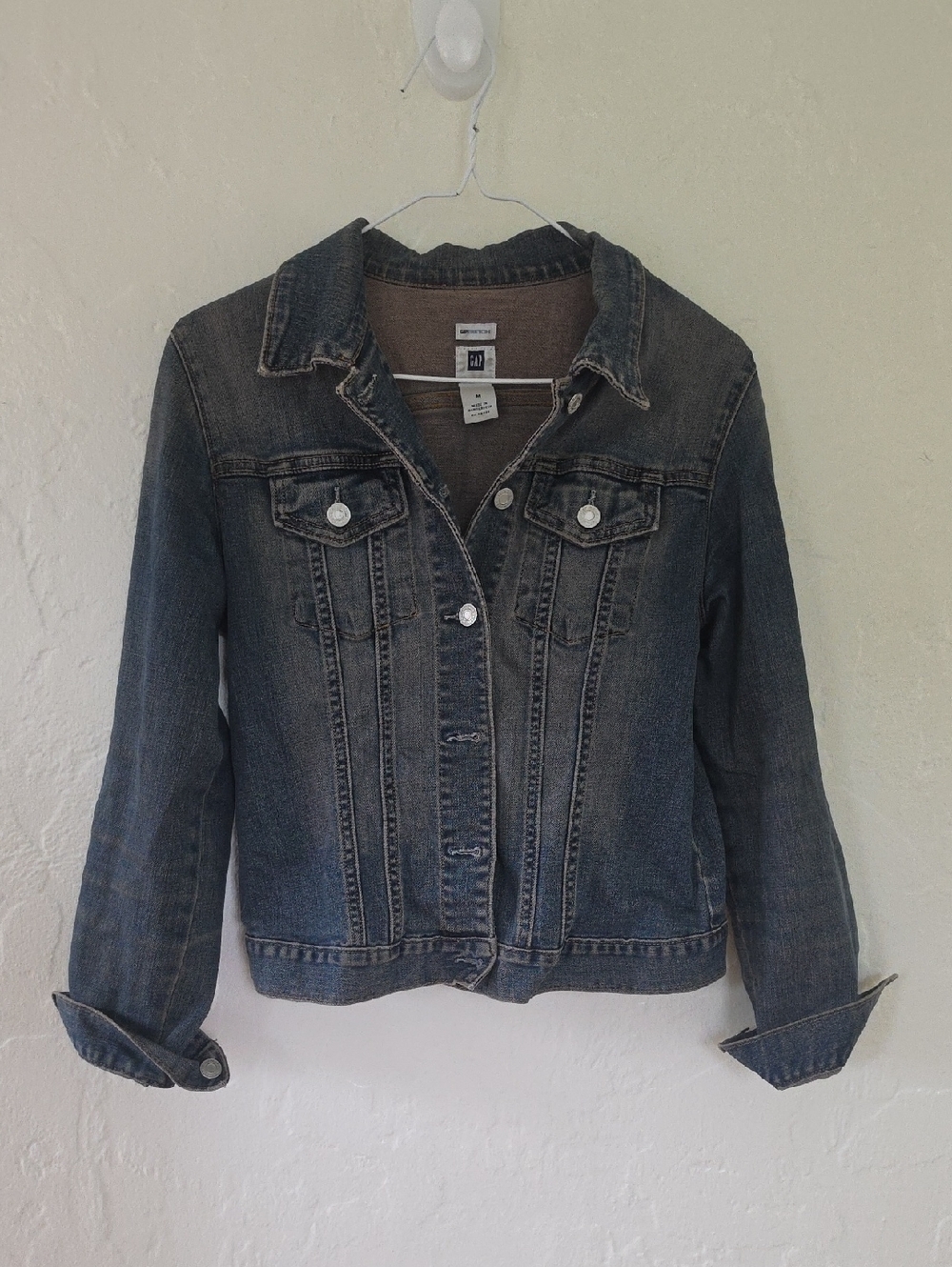GAP Women's Dark Wash Denim Jacket - Faded Blue